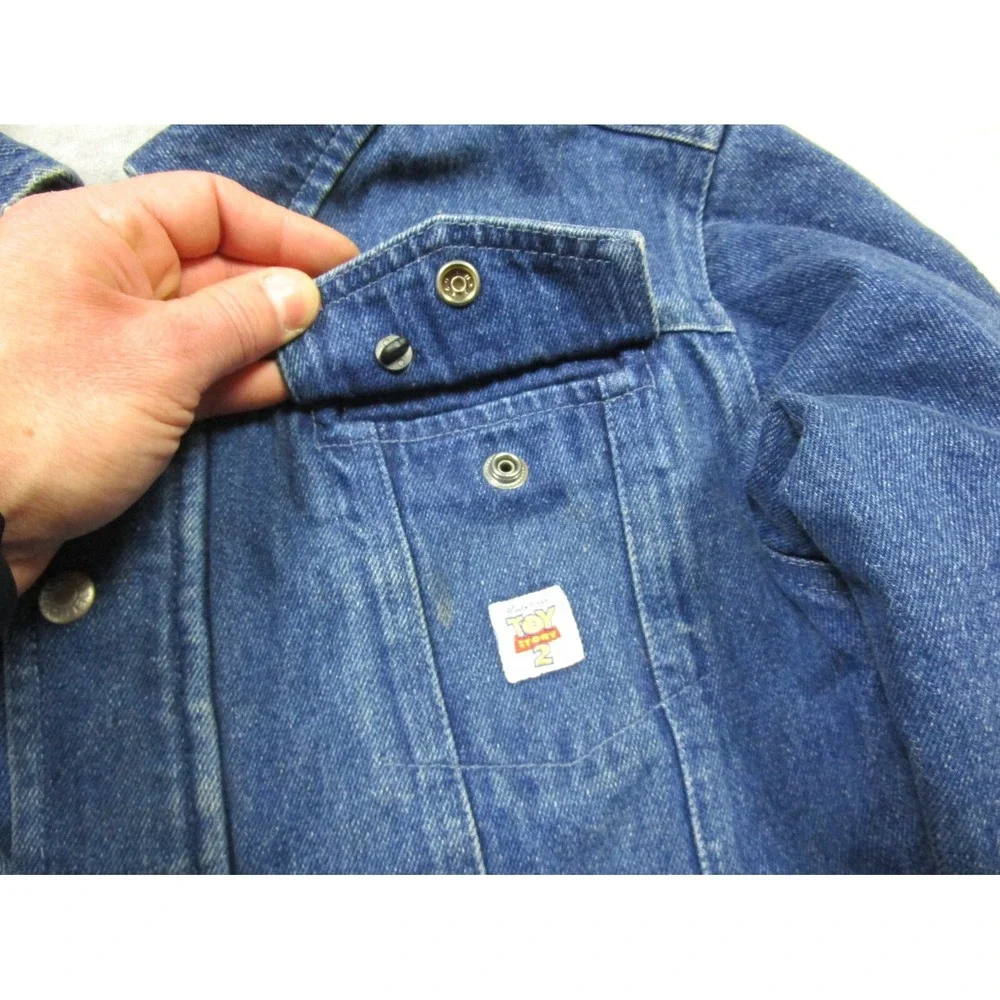 Vintage‎ Disney Store Toy Story Jean Jacket Kids (L) Embroidered Movie w/Pinback